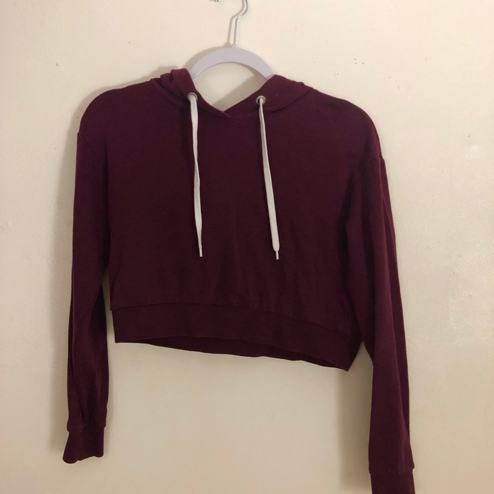 Burgundy Cropped Hoodie